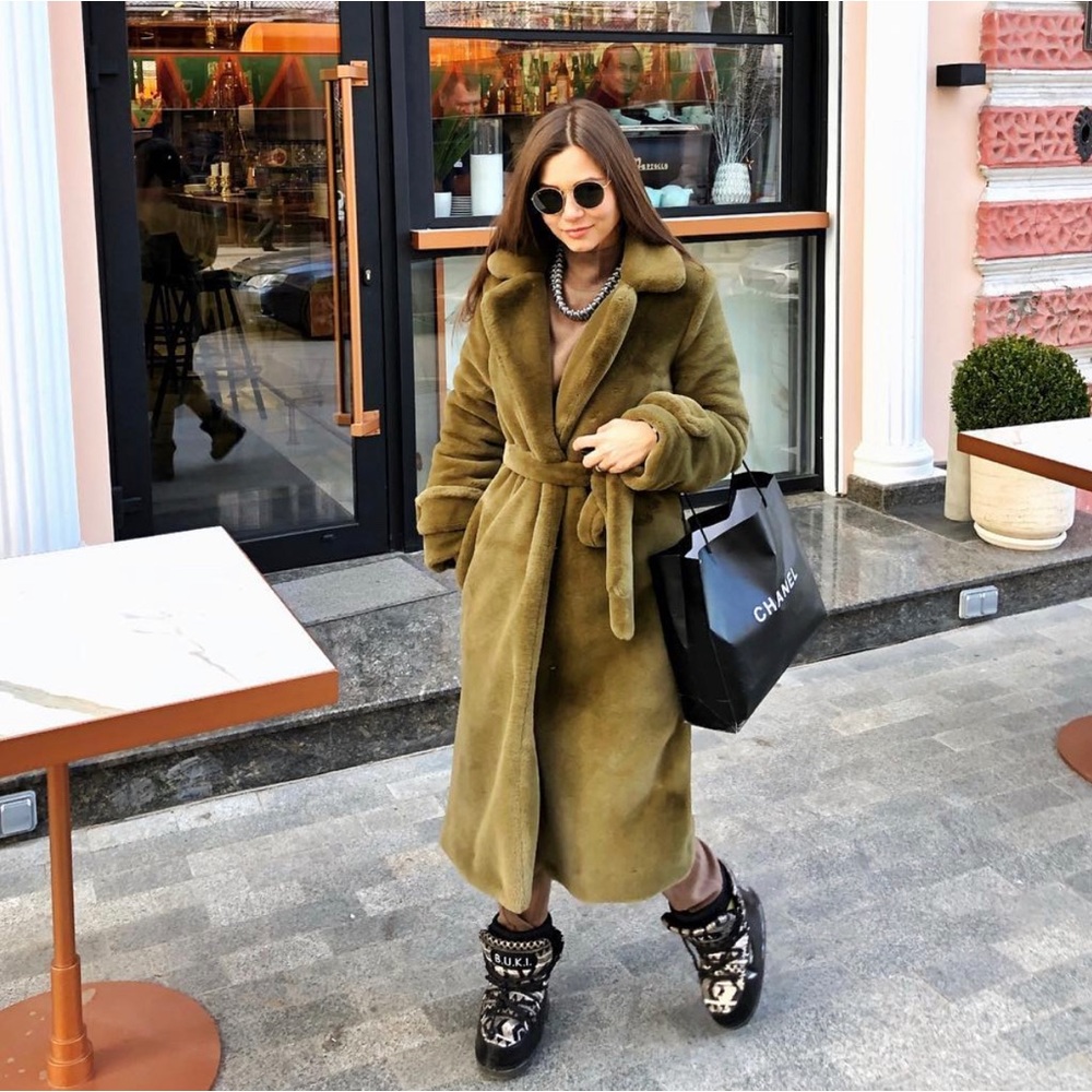 Faux fur  green warm coat